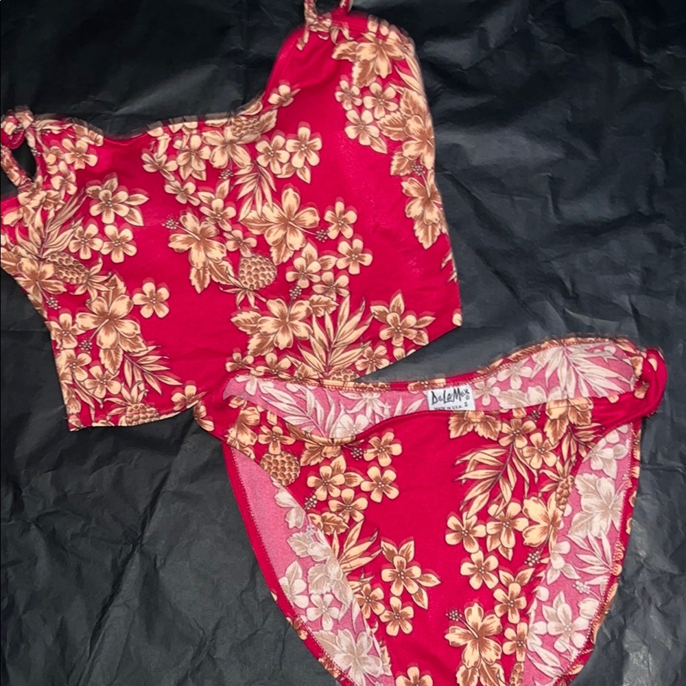 Dolce & Gabbana Red and Cream Floral Swimwear